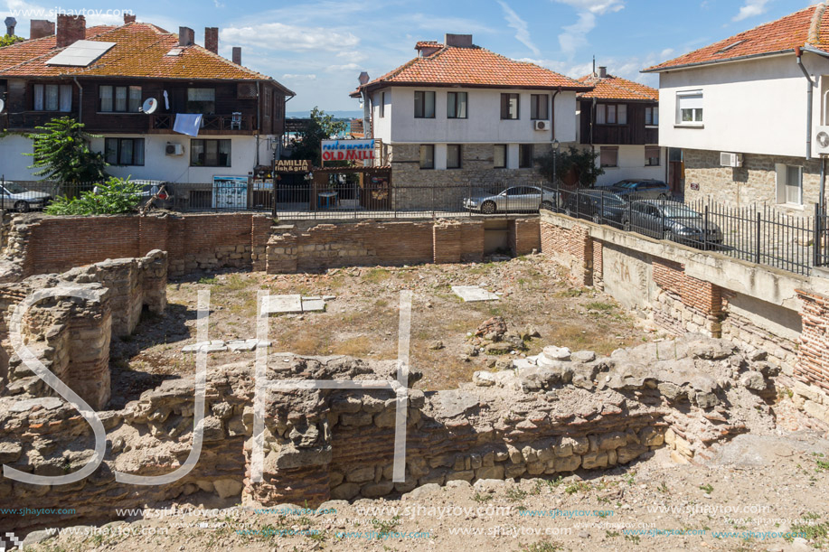 NESSEBAR, BULGARIA - AUGUST 12, 2018: Early Byzantine thermae in old town of Nessebar, Burgas Region, Bulgaria