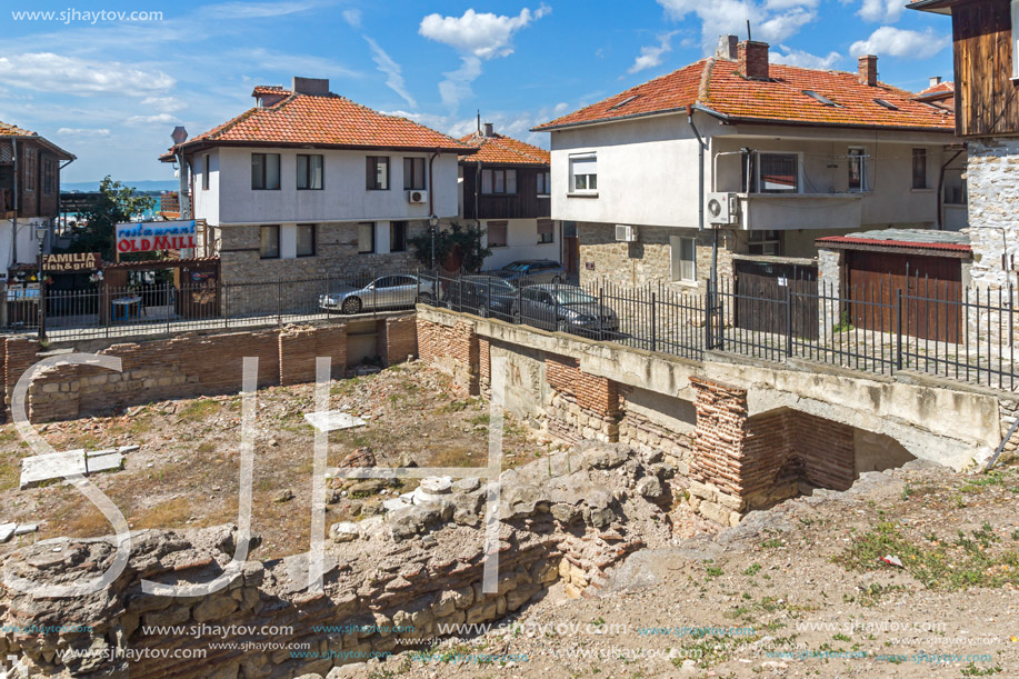 NESSEBAR, BULGARIA - AUGUST 12, 2018: Early Byzantine thermae in old town of Nessebar, Burgas Region, Bulgaria