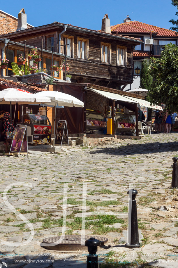 NESSEBAR, BULGARIA - AUGUST 12, 2018: Typical Street in old town of Nessebar, Burgas Region, Bulgaria