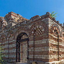 NESSEBAR, BULGARIA - AUGUST 12, 2018: Ruins of Ancient Church of the Holy Archangels Michael and Gabriel in the town of Nessebar, Burgas Region, Bulgaria
