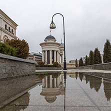 SKOPJE, REPUBLIC OF MACEDONIA - FEBRUARY 24, 2018:  Skopje City Center and Archaeological Museum, Republic of Macedonia
