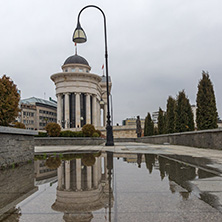 SKOPJE, REPUBLIC OF MACEDONIA - FEBRUARY 24, 2018:  Skopje City Center and Archaeological Museum, Republic of Macedonia