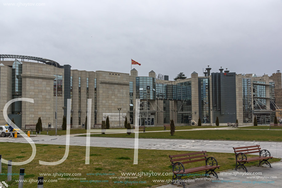 SKOPJE, REPUBLIC OF MACEDONIA - FEBRUARY 24, 2018: Holocaust Museum in city of  Skopje, Republic of Macedonia