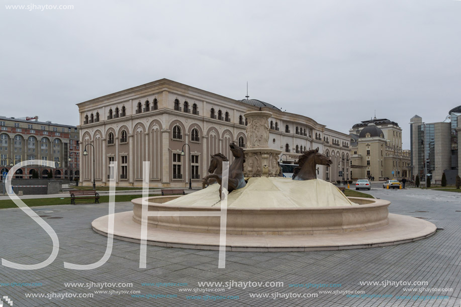 SKOPJE, REPUBLIC OF MACEDONIA - FEBRUARY 24, 2018: Museum of the Macedonian Struggle in city of  Skopje, Republic of Macedonia