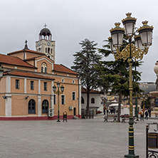 SKOPJE, REPUBLIC OF MACEDONIA - FEBRUARY 24, 2018: Orthodox Church of Church St. Demetrius  in Skopje, Republic of Macedonia