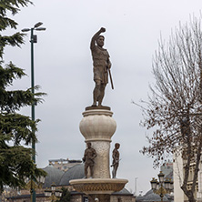 SKOPJE, REPUBLIC OF MACEDONIA - FEBRUARY 24, 2018: Philip II of Macedon Monument in Skopje, Republic of Macedonia