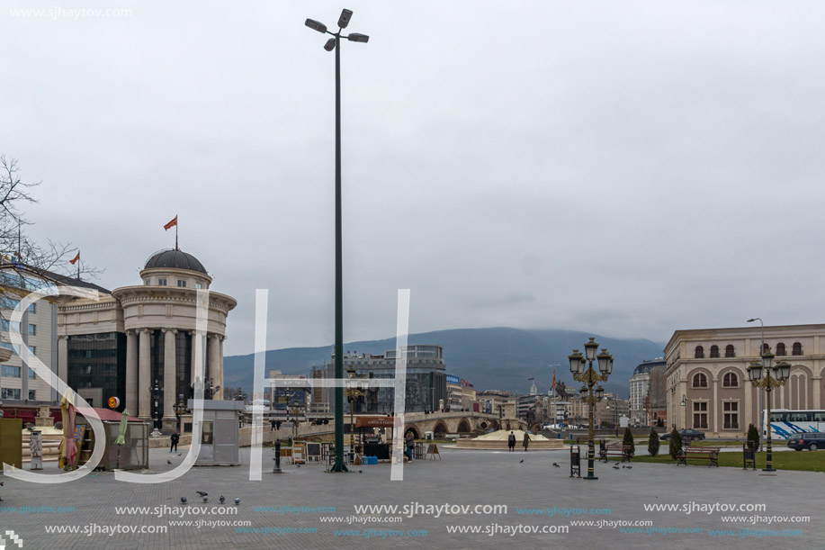 SKOPJE, REPUBLIC OF MACEDONIA - FEBRUARY 24, 2018: Museum of the Macedonian Struggle in city of  Skopje, Republic of Macedonia