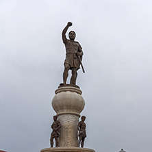 SKOPJE, REPUBLIC OF MACEDONIA - FEBRUARY 24, 2018: Philip II of Macedon Monument in Skopje, Republic of Macedonia