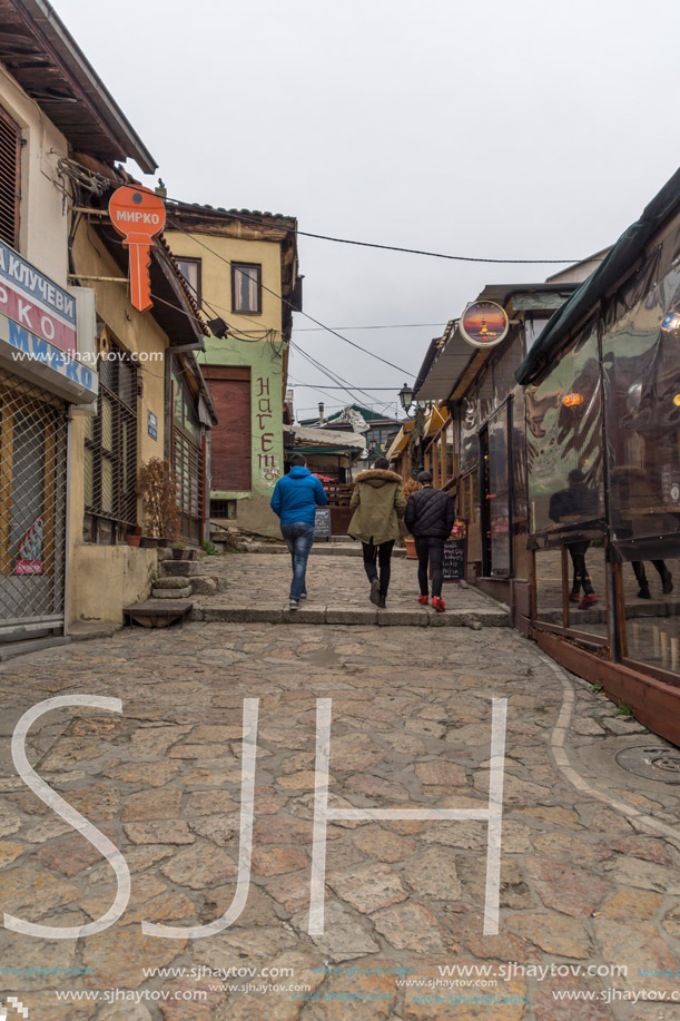 SKOPJE, REPUBLIC OF MACEDONIA - FEBRUARY 24, 2018: Old Bazaar (Old Market) in city of Skopje, Republic of Macedonia