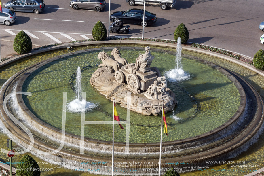 MADRID, SPAIN - JANUARY 24, 2018:  Amazing Panorama of city of Madrid from Cybele Palace (Palacio de Cibeles), Spain