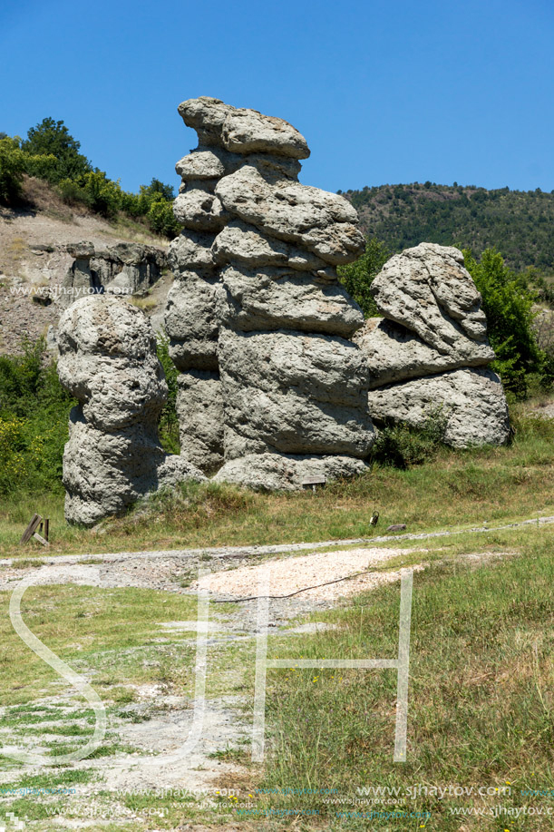 Landscape with rock formation The Stone Dolls of Kuklica near town of Kratovo, Republic of Macedonia