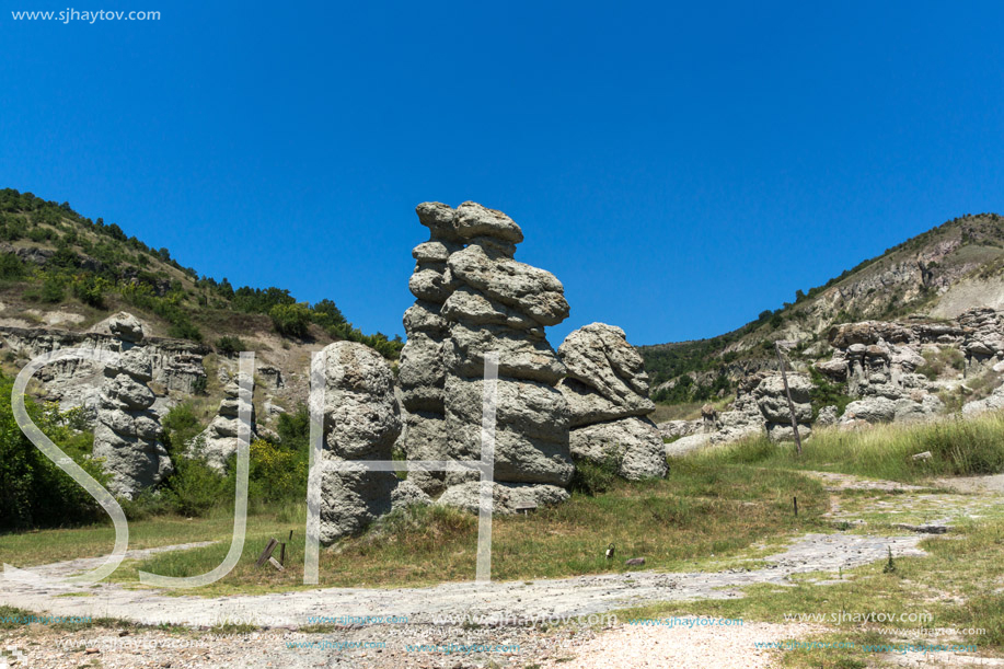 Landscape with rock formation The Stone Dolls of Kuklica near town of Kratovo, Republic of Macedonia