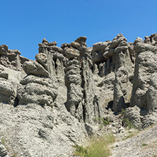 Landscape with rock formation The Stone Dolls of Kuklica near town of Kratovo, Republic of Macedonia