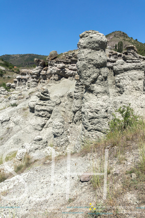 Landscape with rock formation The Stone Dolls of Kuklica near town of Kratovo, Republic of Macedonia