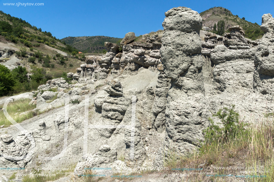 Landscape with rock formation The Stone Dolls of Kuklica near town of Kratovo, Republic of Macedonia