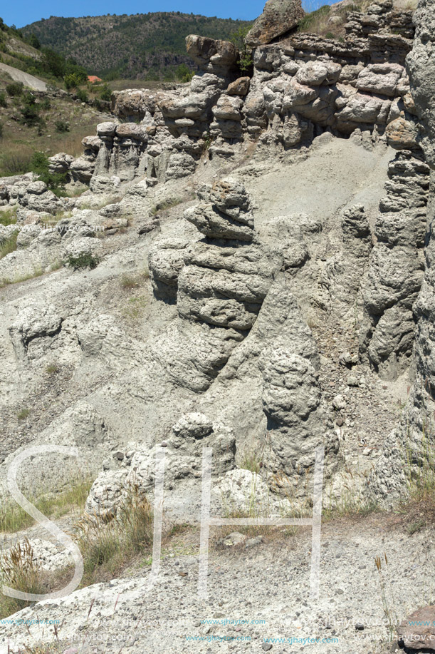 Landscape with rock formation The Stone Dolls of Kuklica near town of Kratovo, Republic of Macedonia