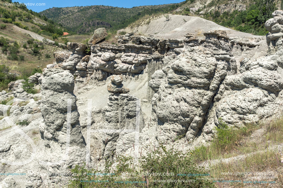 Landscape with rock formation The Stone Dolls of Kuklica near town of Kratovo, Republic of Macedonia