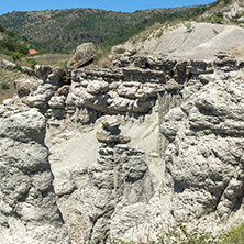 Landscape with rock formation The Stone Dolls of Kuklica near town of Kratovo, Republic of Macedonia