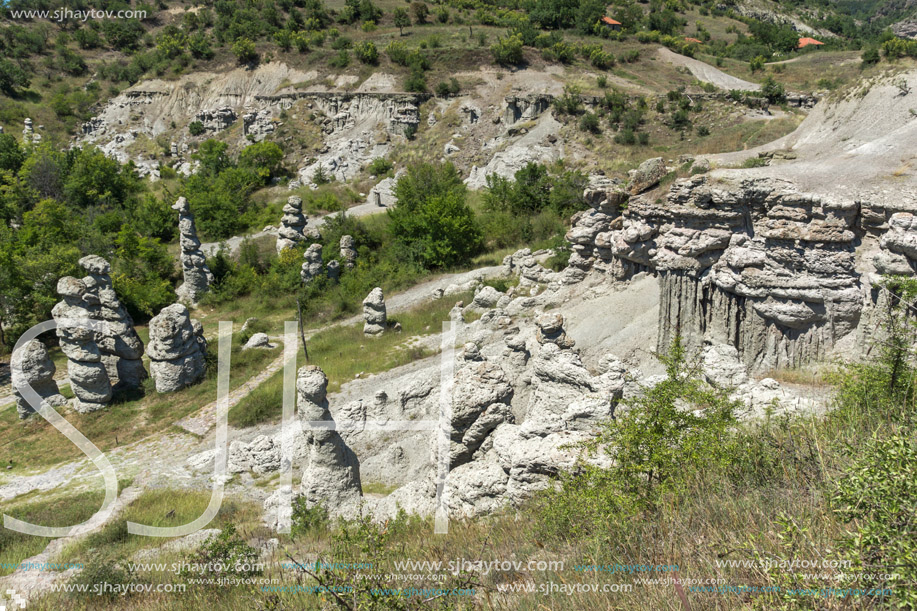 Landscape with rock formation The Stone Dolls of Kuklica near town of Kratovo, Republic of Macedonia