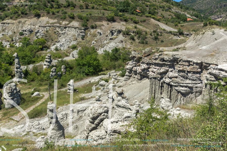 Landscape with rock formation The Stone Dolls of Kuklica near town of Kratovo, Republic of Macedonia