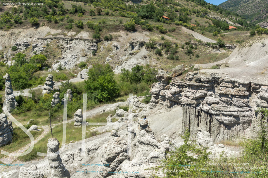 Landscape with rock formation The Stone Dolls of Kuklica near town of Kratovo, Republic of Macedonia