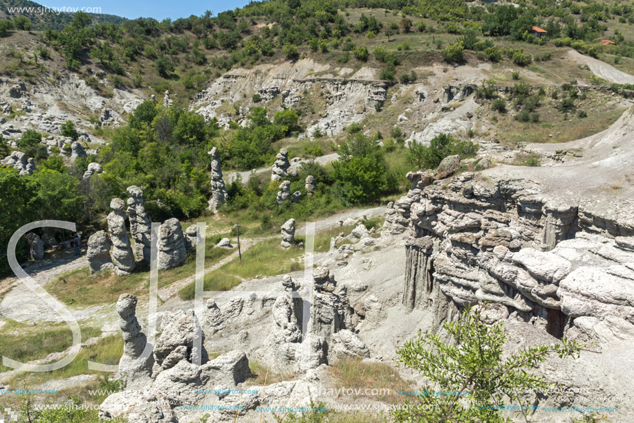 Landscape with rock formation The Stone Dolls of Kuklica near town of Kratovo, Republic of Macedonia