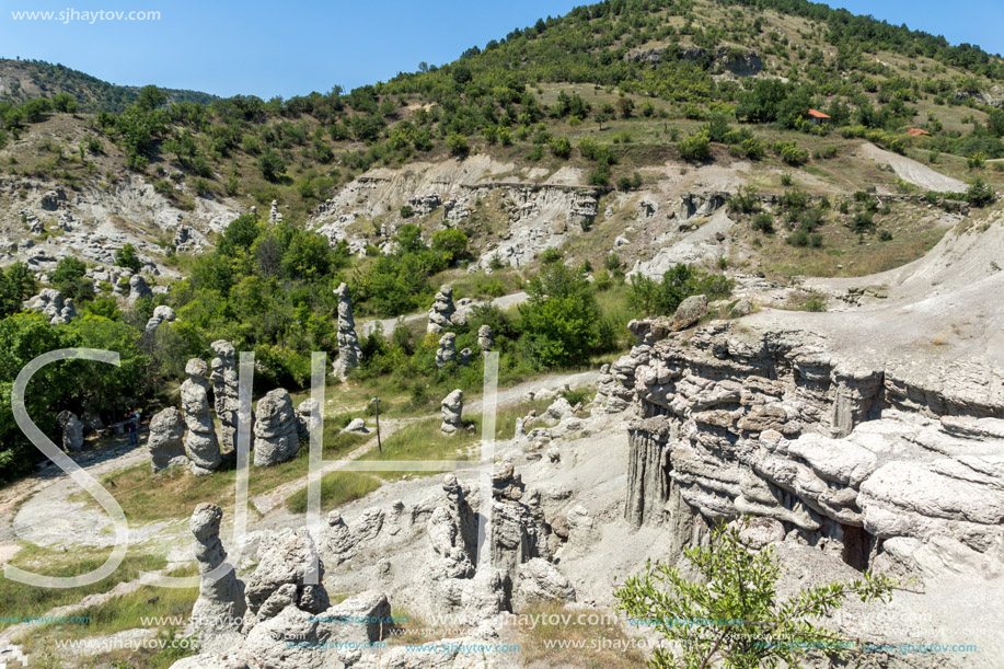 Landscape with rock formation The Stone Dolls of Kuklica near town of Kratovo, Republic of Macedonia