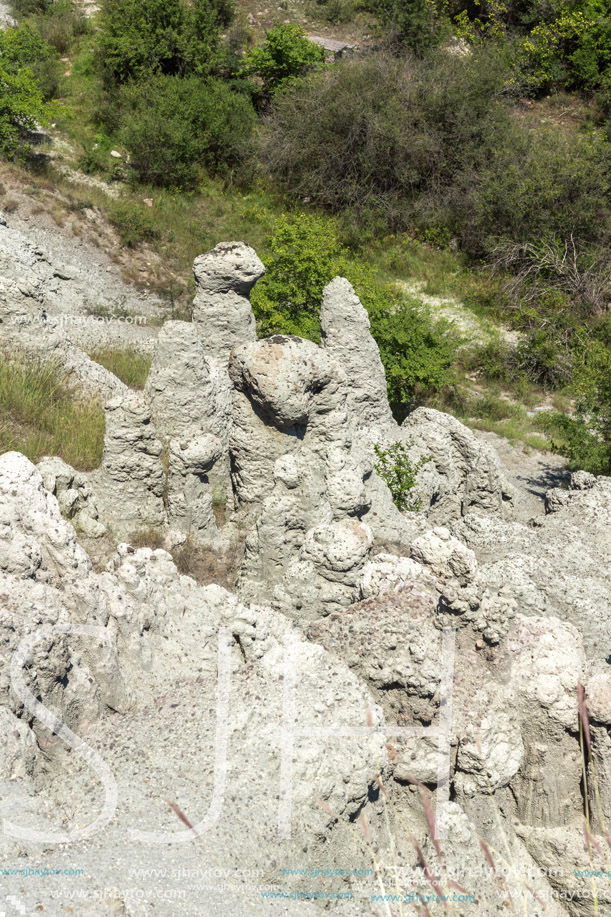 Landscape with rock formation The Stone Dolls of Kuklica near town of Kratovo, Republic of Macedonia