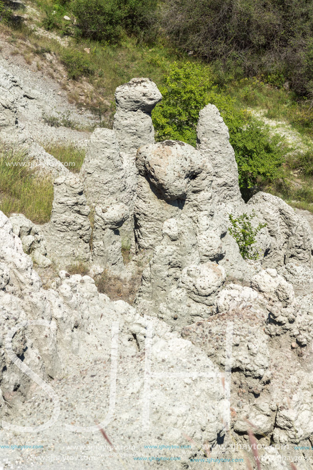 Landscape with rock formation The Stone Dolls of Kuklica near town of Kratovo, Republic of Macedonia