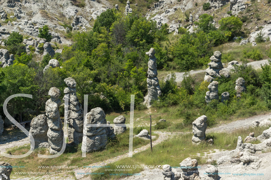 Landscape with rock formation The Stone Dolls of Kuklica near town of Kratovo, Republic of Macedonia