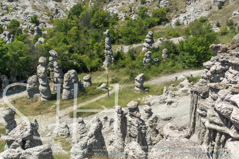 Landscape with rock formation The Stone Dolls of Kuklica near town of Kratovo, Republic of Macedonia