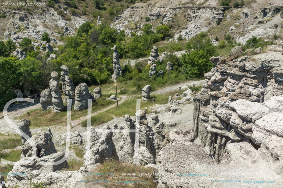 Landscape with rock formation The Stone Dolls of Kuklica near town of Kratovo, Republic of Macedonia