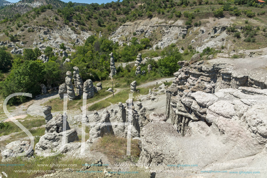 Landscape with rock formation The Stone Dolls of Kuklica near town of Kratovo, Republic of Macedonia