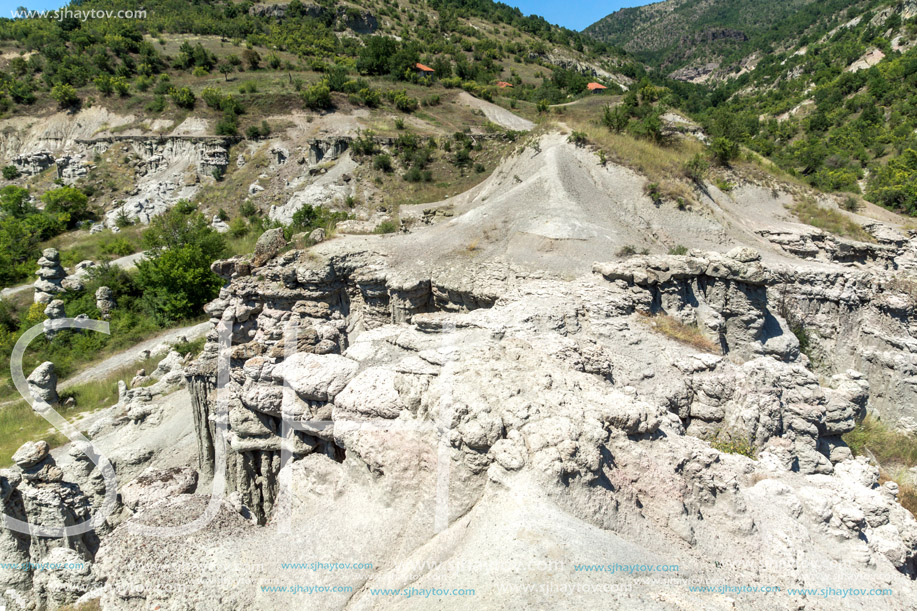 Landscape with rock formation The Stone Dolls of Kuklica near town of Kratovo, Republic of Macedonia