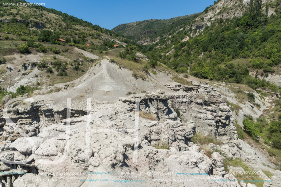 Landscape with rock formation The Stone Dolls of Kuklica near town of Kratovo, Republic of Macedonia