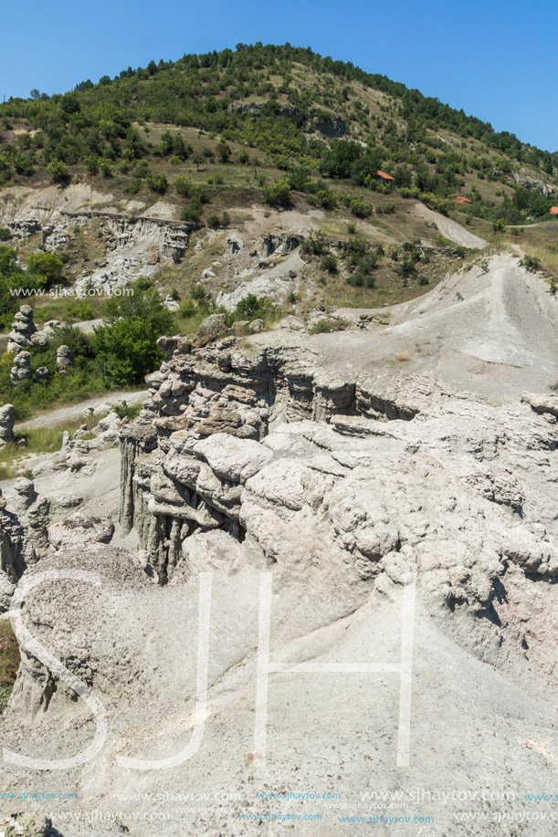 Landscape with rock formation The Stone Dolls of Kuklica near town of Kratovo, Republic of Macedonia