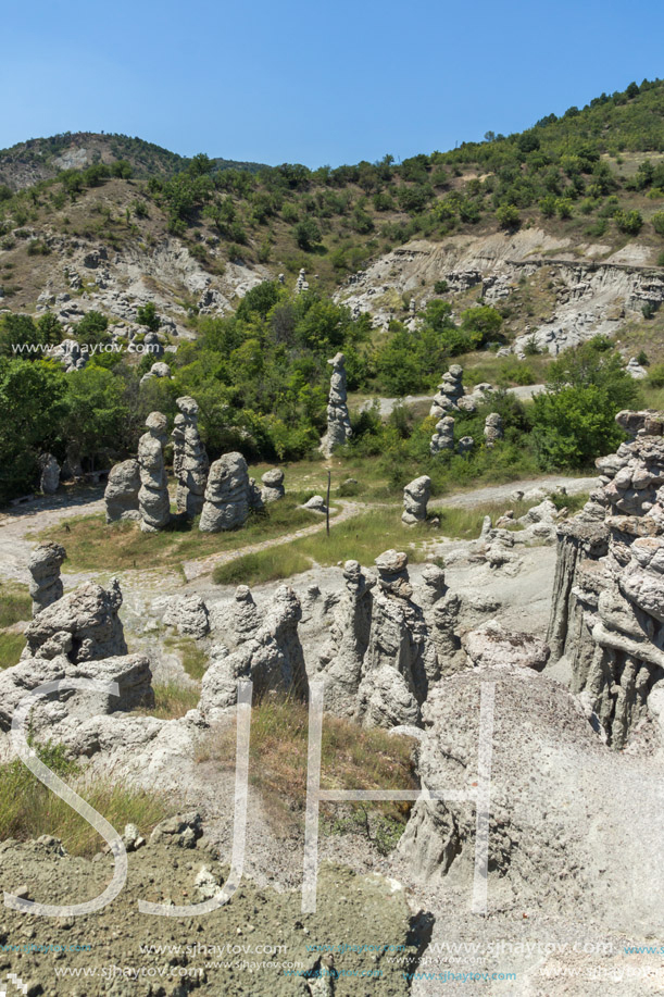 Landscape with rock formation The Stone Dolls of Kuklica near town of Kratovo, Republic of Macedonia