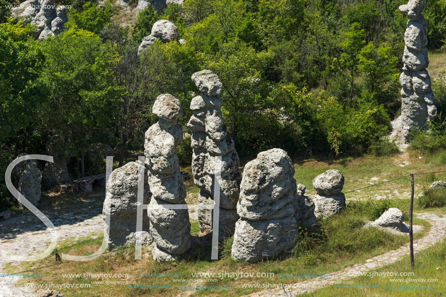 Landscape with rock formation The Stone Dolls of Kuklica near town of Kratovo, Republic of Macedonia