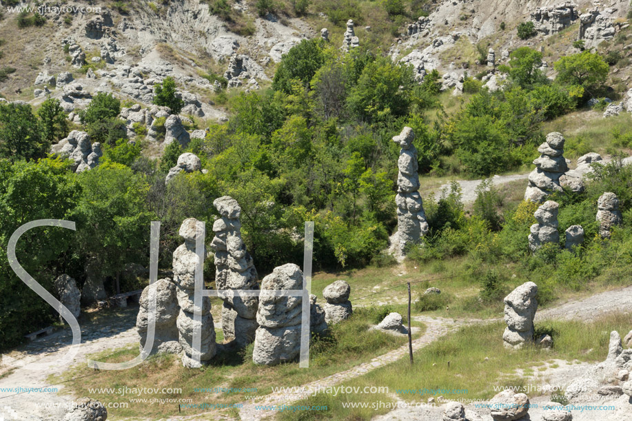 Landscape with rock formation The Stone Dolls of Kuklica near town of Kratovo, Republic of Macedonia