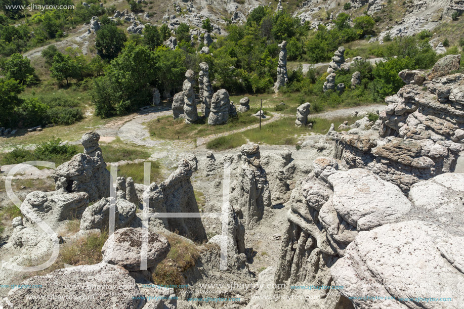 Landscape with rock formation The Stone Dolls of Kuklica near town of Kratovo, Republic of Macedonia