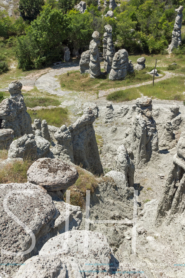 Landscape with rock formation The Stone Dolls of Kuklica near town of Kratovo, Republic of Macedonia