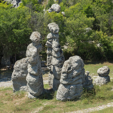 Landscape with rock formation The Stone Dolls of Kuklica near town of Kratovo, Republic of Macedonia