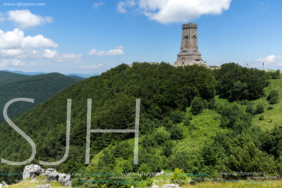 Monument to Liberty Shipka and landscape to Stara Planina (Balkan) Mountain, Stara Zagora Region, Bulgaria