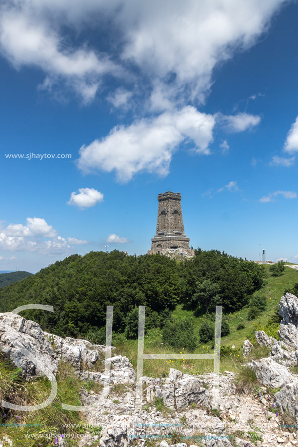 Monument to Liberty Shipka and landscape to Stara Planina (Balkan) Mountain, Stara Zagora Region, Bulgaria