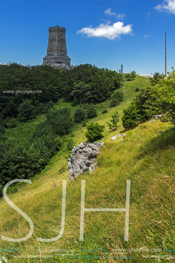 Monument to Liberty Shipka and landscape to Stara Planina (Balkan) Mountain, Stara Zagora Region, Bulgaria