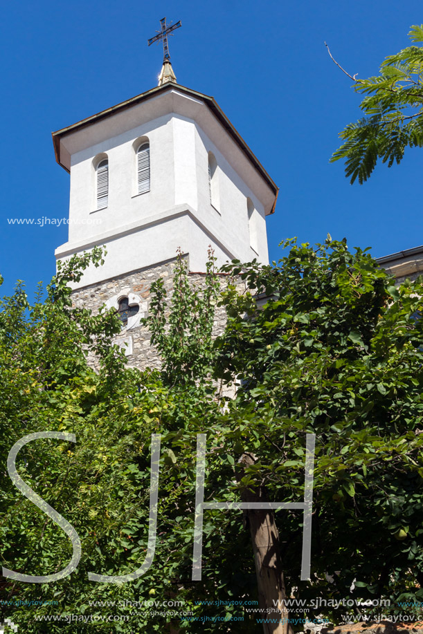 NESSEBAR, BULGARIA - AUGUST 12, 2018: Ruins of Church of Dormition of Theotokos in the town of Nessebar, Burgas Region, Bulgaria