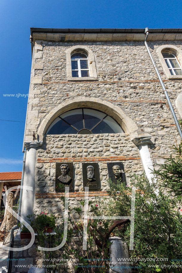 NESSEBAR, BULGARIA - AUGUST 12, 2018: Ruins of Church of Dormition of Theotokos in the town of Nessebar, Burgas Region, Bulgaria