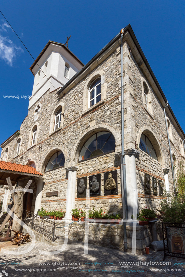 NESSEBAR, BULGARIA - AUGUST 12, 2018: Ruins of Church of Dormition of Theotokos in the town of Nessebar, Burgas Region, Bulgaria