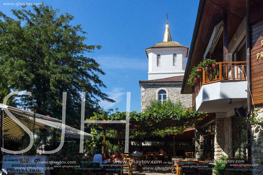 NESSEBAR, BULGARIA - AUGUST 12, 2018: Ruins of Church of Dormition of Theotokos in the town of Nessebar, Burgas Region, Bulgaria