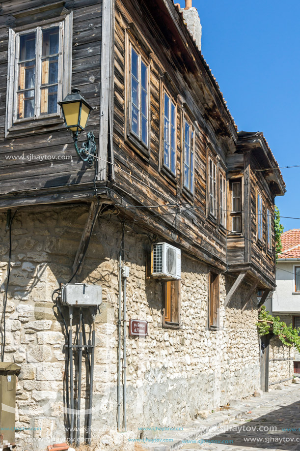 NESSEBAR, BULGARIA - AUGUST 12, 2018: Typical Street in old town of Nessebar, Burgas Region, Bulgaria